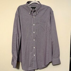 LAUREN Ralph Lauren 17 34-35 Classic Fit Mens Button Down - Purple check pattern